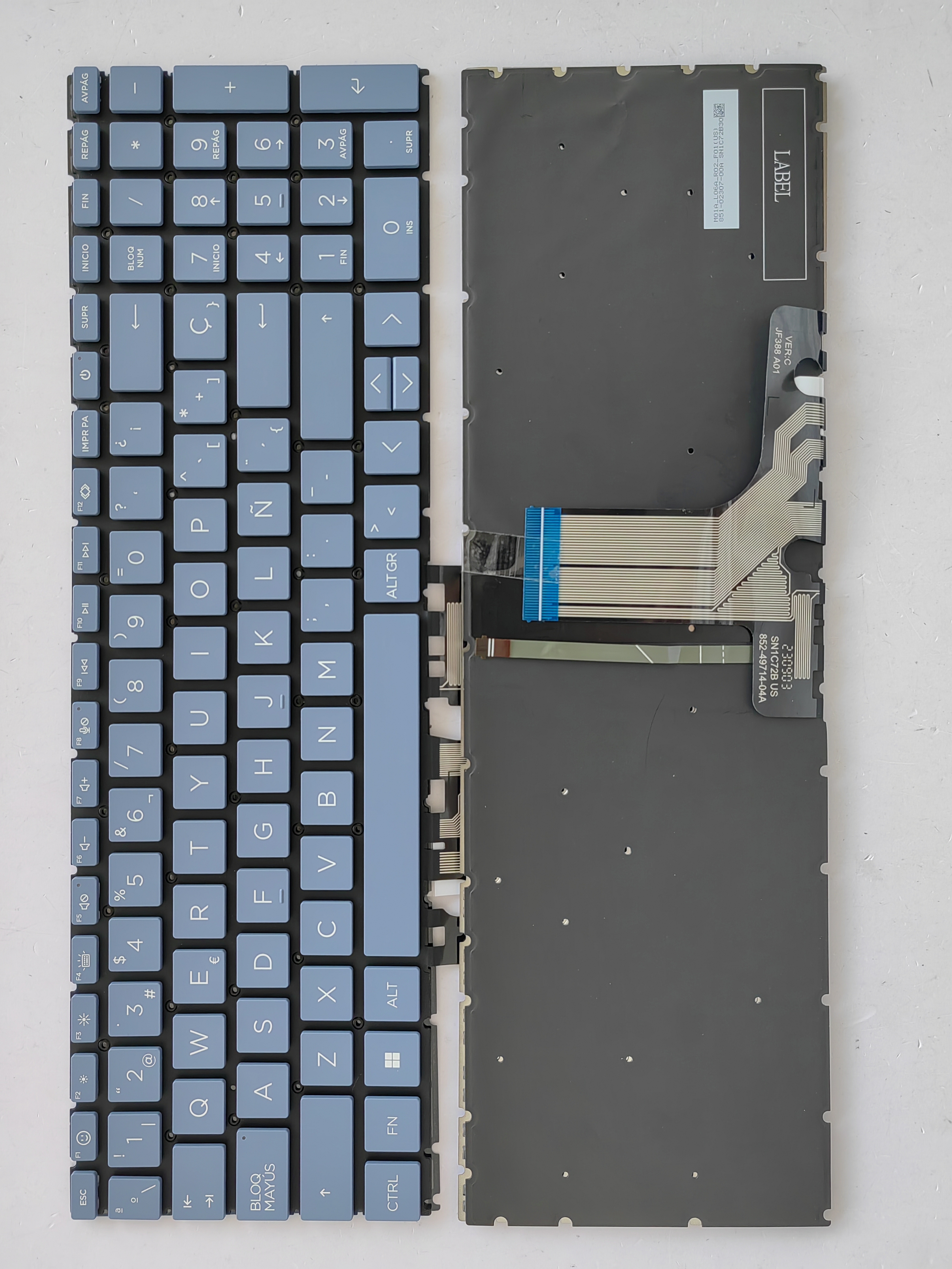 Picture of New Replacement Laptop Keyboard For HP 15-FC/15-FD small carriage return Blue Backlit SP Layout